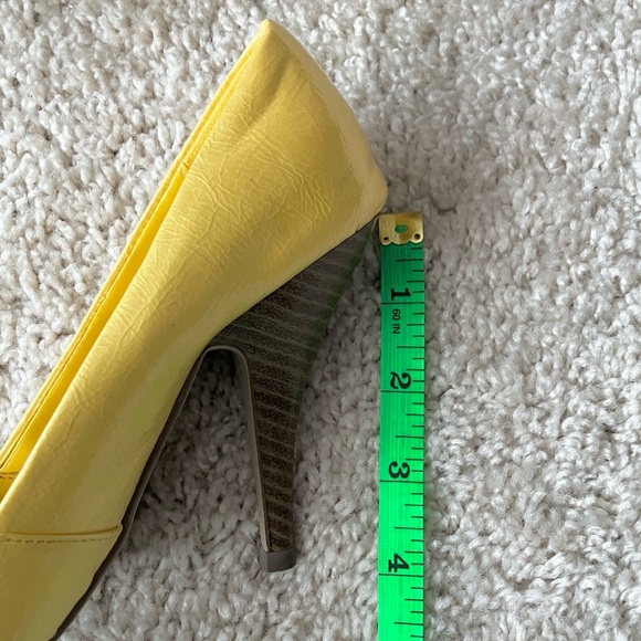 Delicious | Bright Yellow Peep-Toe Heels - Picture 8 of 11